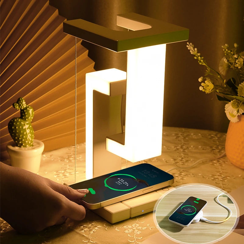 Elevate Your Space with the Novelty Floating Lamp and 10W Detachable Wireless Charger - Perfect for Bedrooms and Offices!