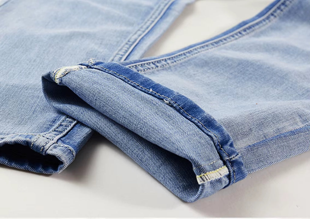 Spring Autumn Denim Suit Men'S Slim Micro-Stretch Two-Piece Spring and Autumn Jacket Jeans