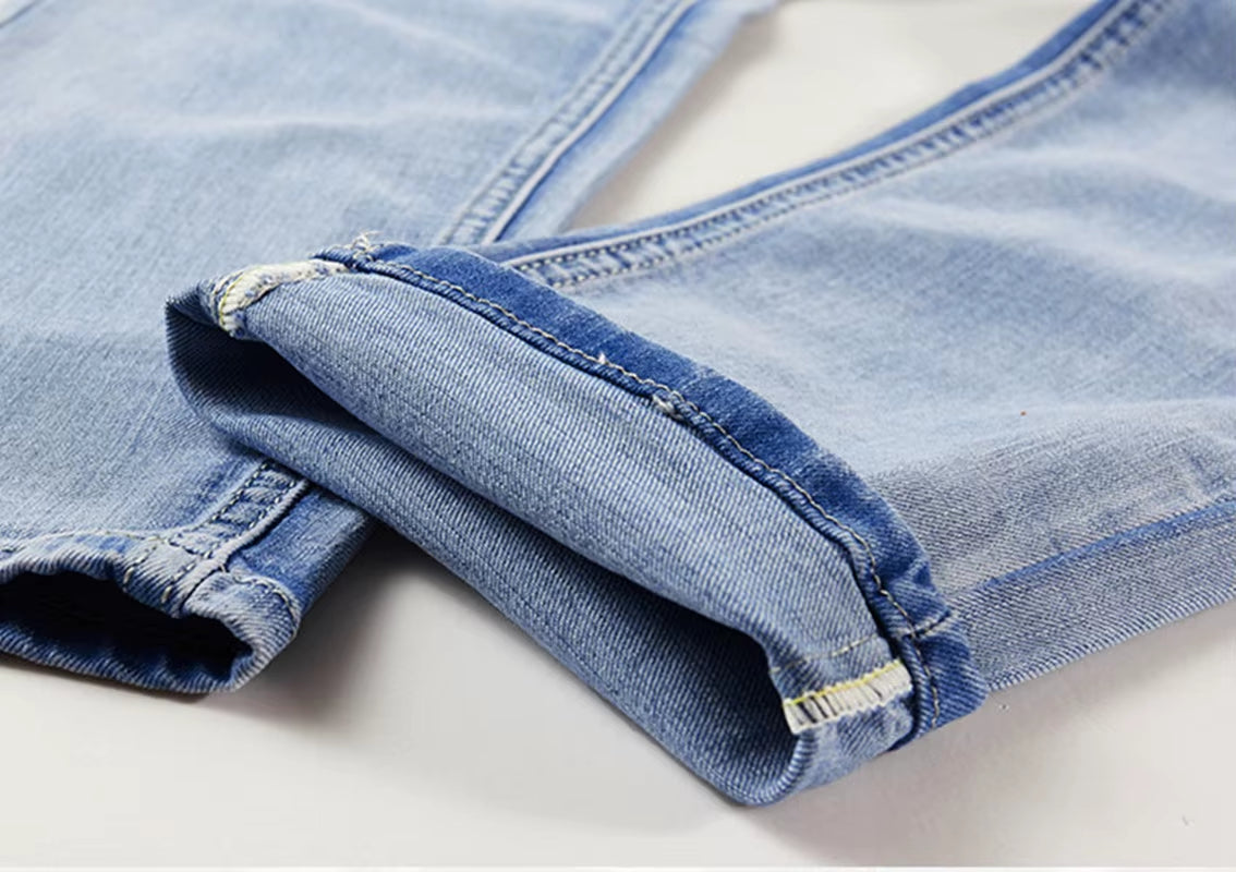 Spring Autumn Denim Suit Men'S Slim Micro-Stretch Two-Piece Spring and Autumn Jacket Jeans