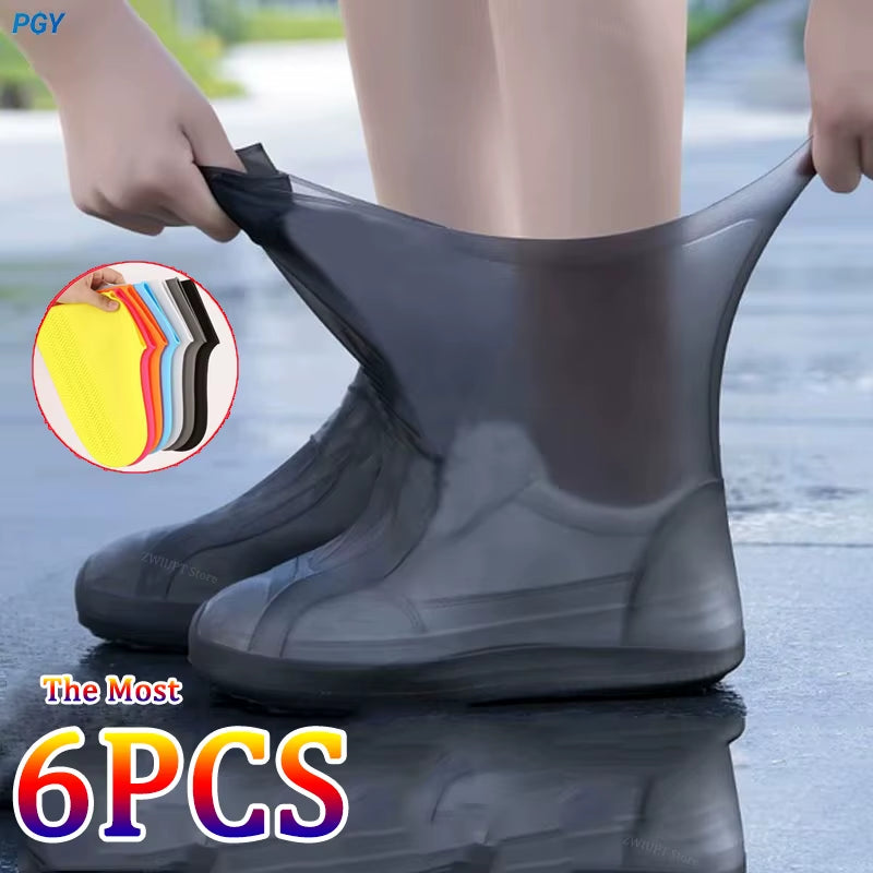 Versatile 6/4/2PCS Waterproof Silicone Shoe Covers - Durable, Anti-Slip & Reusable for Rainy Days and Outdoor Adventures
