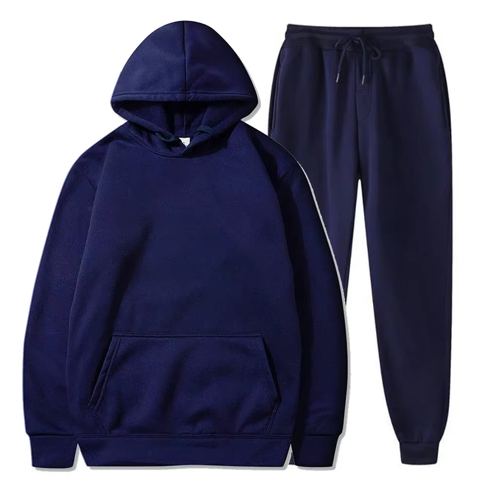 Basic Fleece Hoodies and Sweat Pants Set Men Jogger Set Wholesale Track Suit Sportswear Tracksuits Unisex Ensemble Jogging Homme