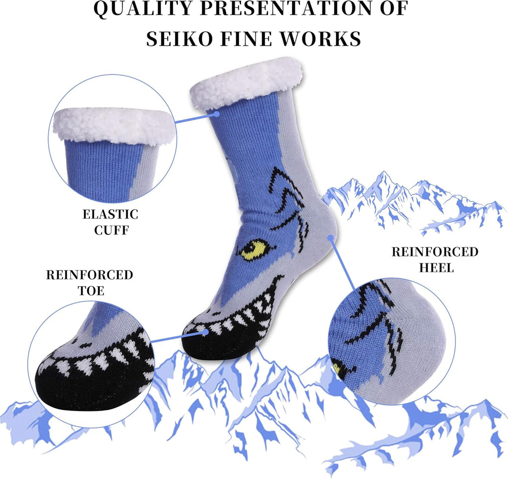 Mens Slipper Socks with Grippers Winter Warm Cozy Thick Fuzzy Indoor Fluffy Home Socks