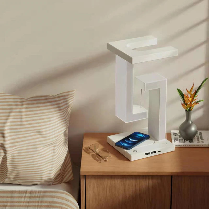 Elevate Your Space with the Novelty Floating Lamp and 10W Detachable Wireless Charger - Perfect for Bedrooms and Offices!