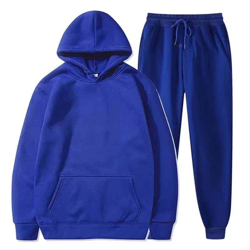 Basic Fleece Hoodies and Sweat Pants Set Men Jogger Set Wholesale Track Suit Sportswear Tracksuits Unisex Ensemble Jogging Homme