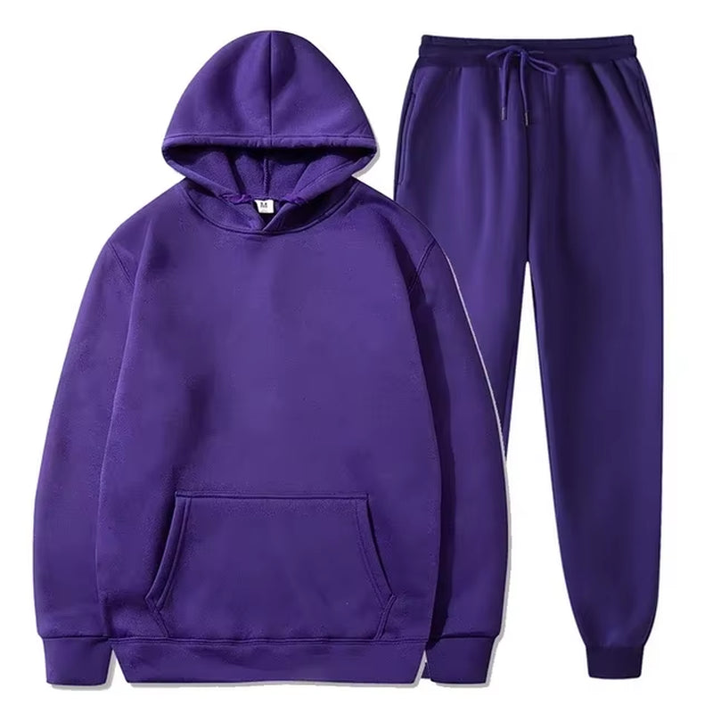 Basic Fleece Hoodies and Sweat Pants Set Men Jogger Set Wholesale Track Suit Sportswear Tracksuits Unisex Ensemble Jogging Homme