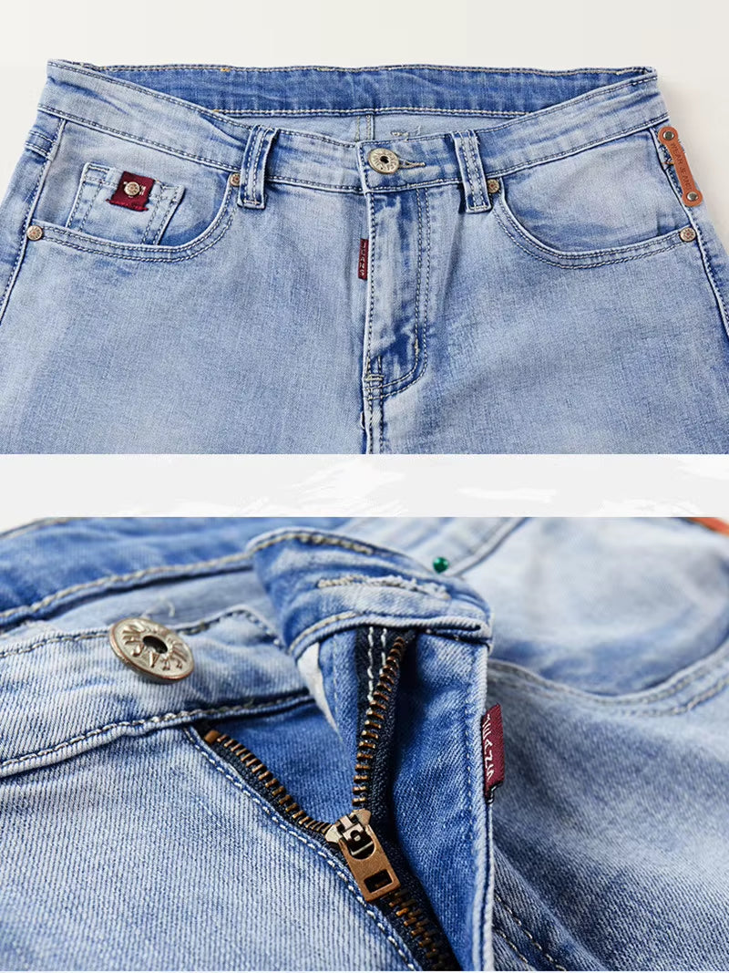 Spring Autumn Denim Suit Men'S Slim Micro-Stretch Two-Piece Spring and Autumn Jacket Jeans