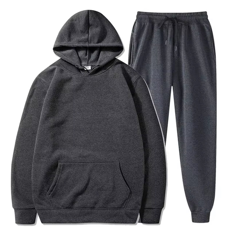 Basic Fleece Hoodies and Sweat Pants Set Men Jogger Set Wholesale Track Suit Sportswear Tracksuits Unisex Ensemble Jogging Homme