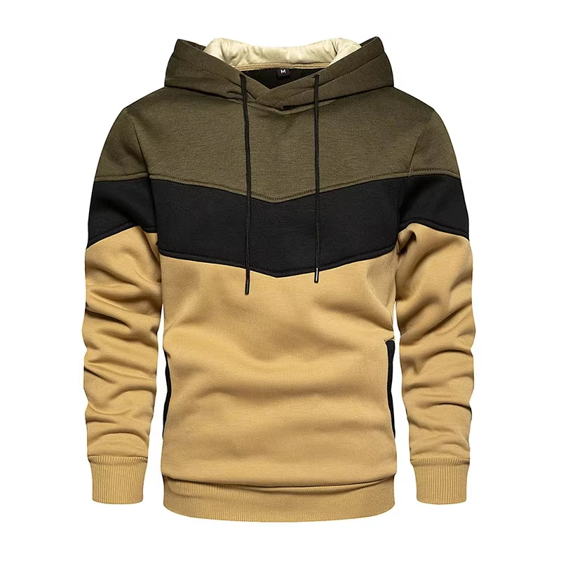 Men'S Patchwork Hooded Sweatshirt Hoodies Clothing Casual Loose Fleece Warm Streetwear Male Fashion Autumn Winter Sports Outwear