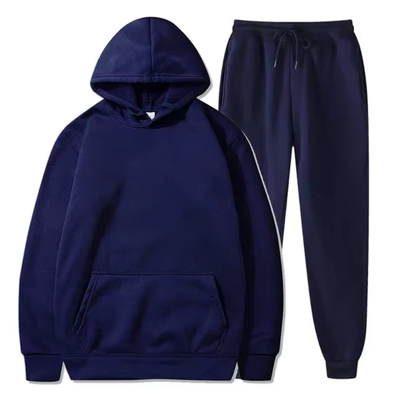 Basic Fleece Hoodies and Sweat Pants Set Men Jogger Set Wholesale Track Suit Sportswear Tracksuits Unisex Ensemble Jogging Homme