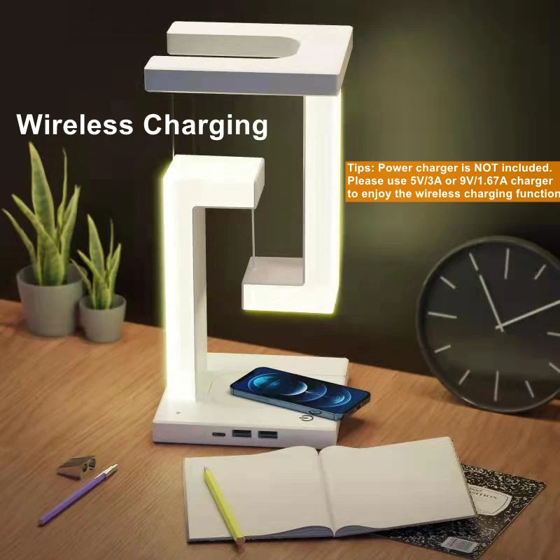 Elevate Your Space with the Novelty Floating Lamp and 10W Detachable Wireless Charger - Perfect for Bedrooms and Offices!