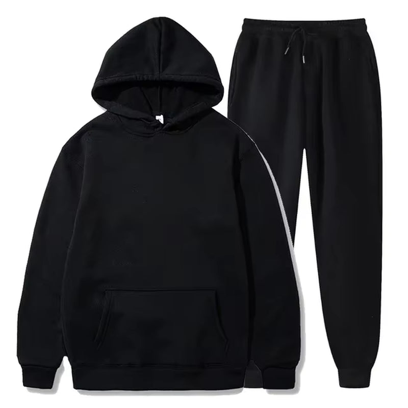 Basic Fleece Hoodies and Sweat Pants Set Men Jogger Set Wholesale Track Suit Sportswear Tracksuits Unisex Ensemble Jogging Homme