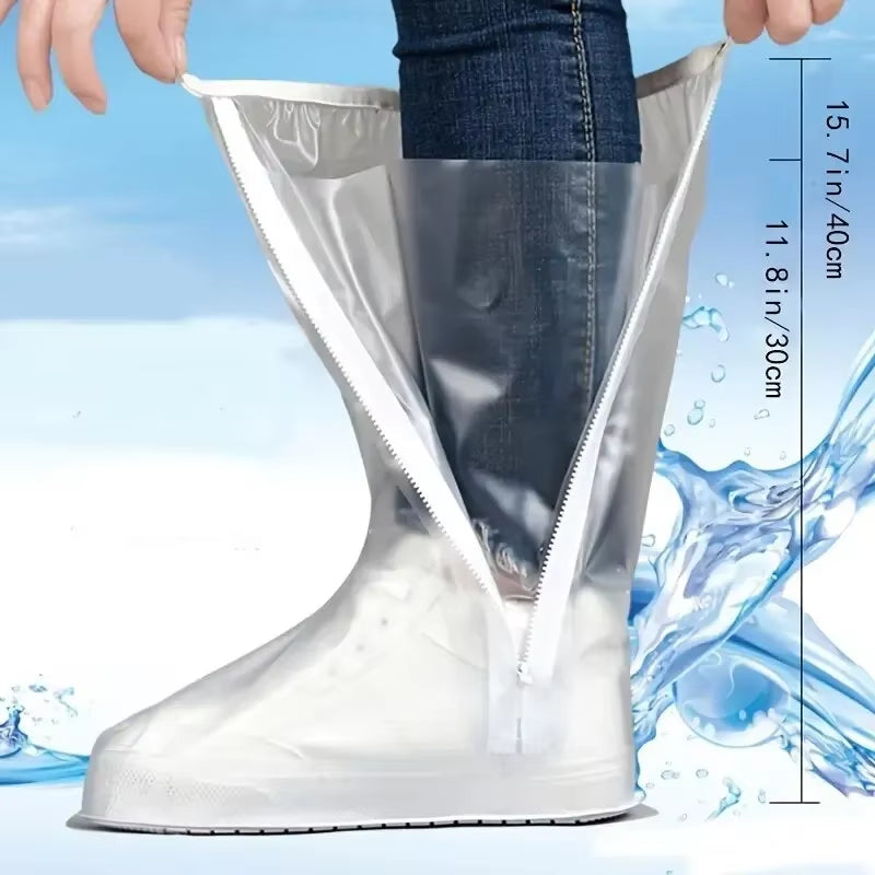 Stay Dry and Stylish with Our High Top Unisex PVC Shoe Covers - Reusable, Waterproof, and Anti-Slip for All Weather Conditions!