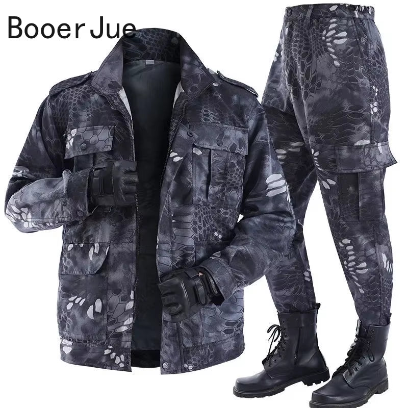 Black Python Pattern Wear-Resistant Overalls Labor Insurance Cloth Uniform Men'S Soft Tracksuit Outdoor Suit