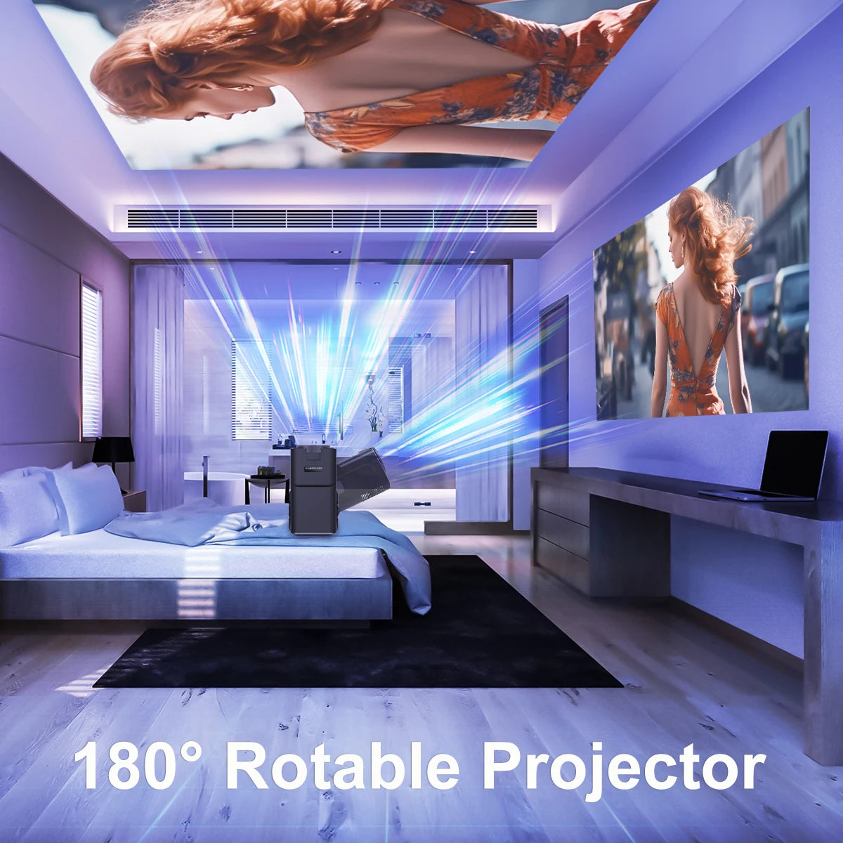 Experience Cinema Quality at Home with the Upgraded 4K Android 11 Projector - Native 1080P with 390 ANSI Lumens, Dual WiFi 6, and Bluetooth 5.0