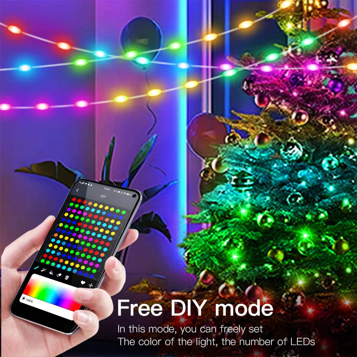 Transform Your Holiday Decor with 10M/20M USB Christmas Tree LED String Lights - Smart Bluetooth App Control & Dazzling RGBIC Colors!