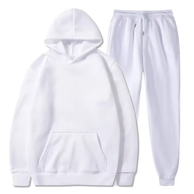 Basic Fleece Hoodies and Sweat Pants Set Men Jogger Set Wholesale Track Suit Sportswear Tracksuits Unisex Ensemble Jogging Homme