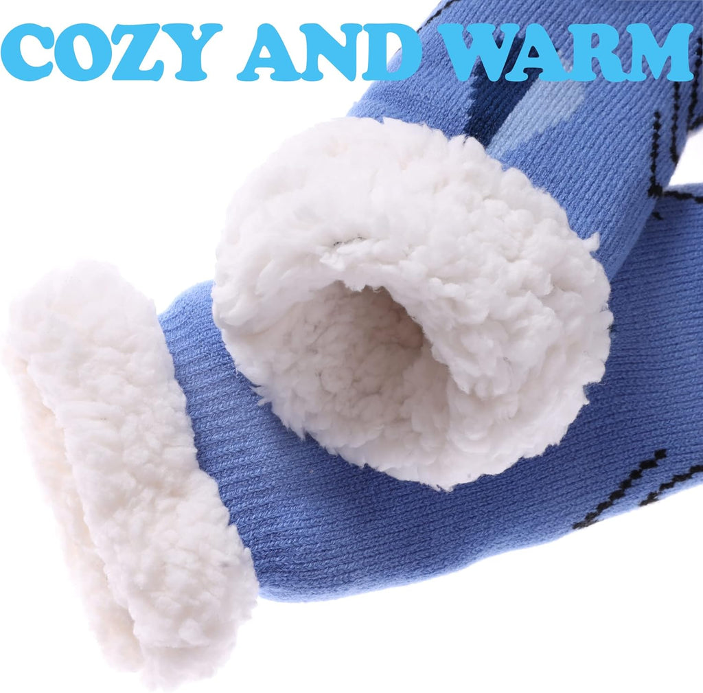 Mens Slipper Socks with Grippers Winter Warm Cozy Thick Fuzzy Indoor Fluffy Home Socks
