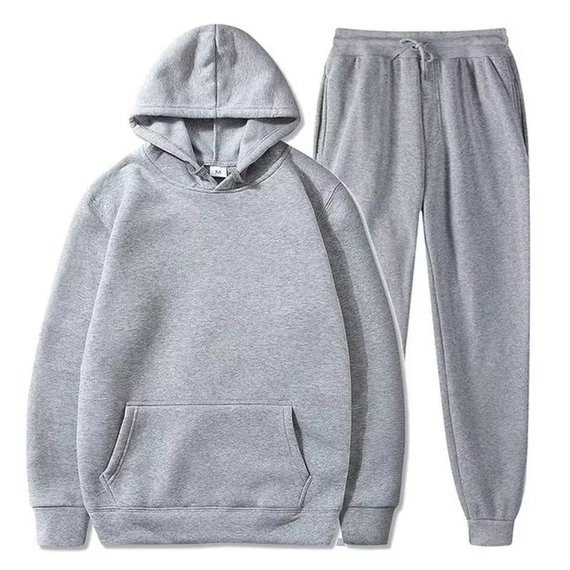 Basic Fleece Hoodies and Sweat Pants Set Men Jogger Set Wholesale Track Suit Sportswear Tracksuits Unisex Ensemble Jogging Homme