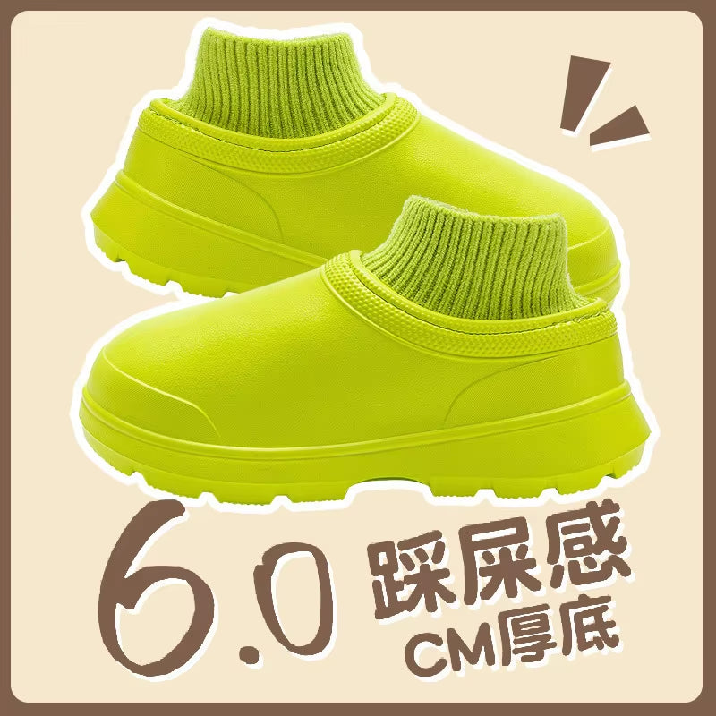 Cozy and Stylish Waterproof Cotton Slippers for Couples - Winter Warmth with Thick Plush Sole