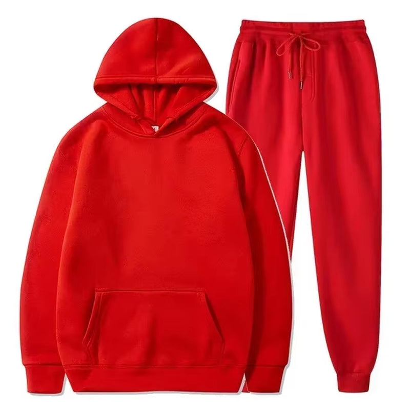 Basic Fleece Hoodies and Sweat Pants Set Men Jogger Set Wholesale Track Suit Sportswear Tracksuits Unisex Ensemble Jogging Homme